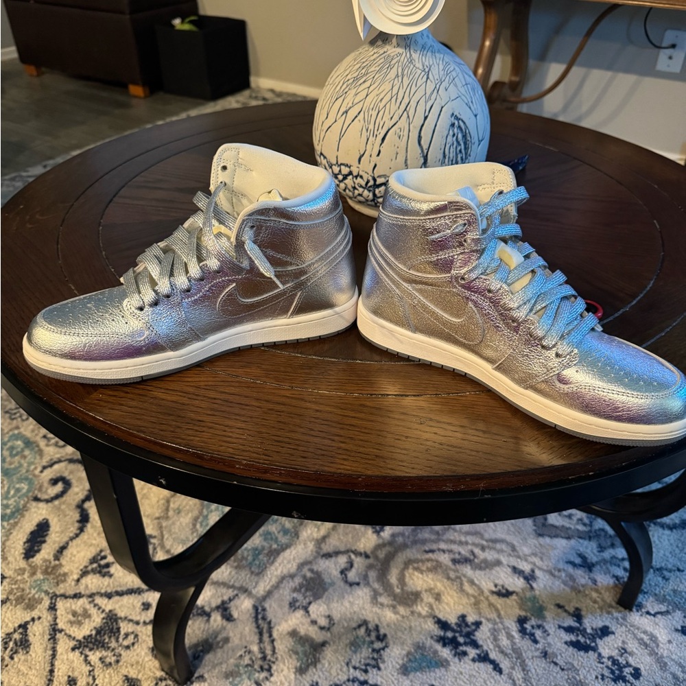 Jordan Metallic Silver Women's Sneakers - Picture 2 of 5